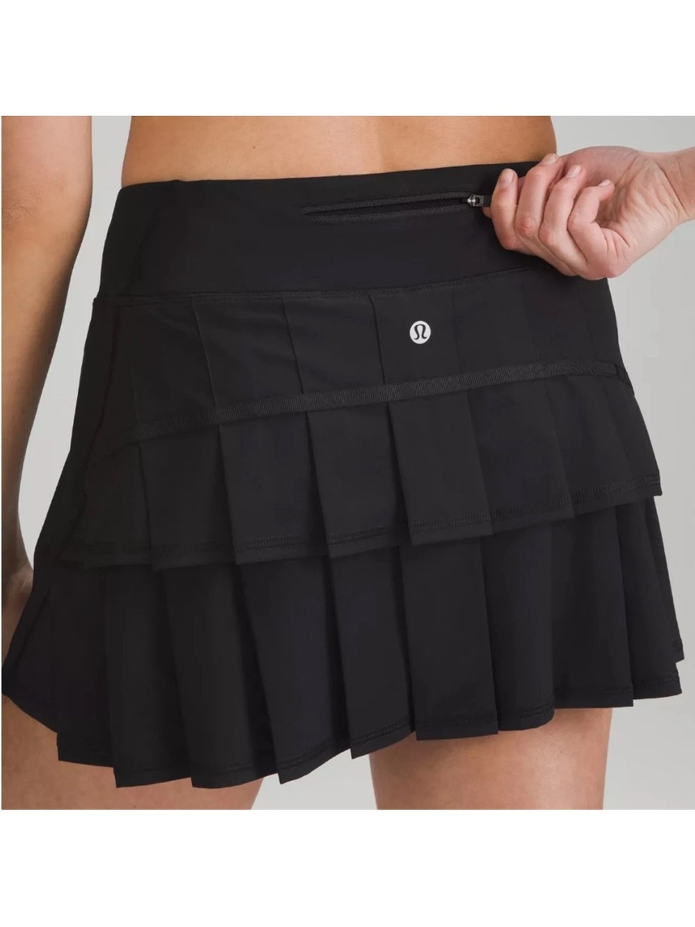 Lululemon Pace Setter Skirt Black Sz 6 Tall Tiered Ruffle Tennis Athletic Skort
